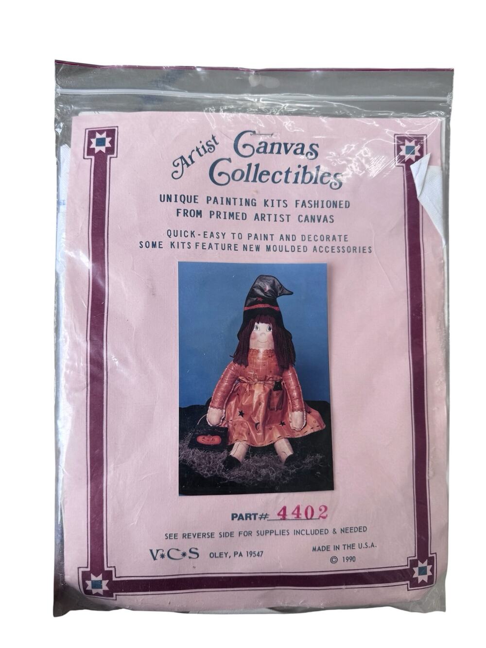 Vintage CANVAS COLLECTIBLES Trick or Treat Girl Painting Plush Kits 1990 Doll
